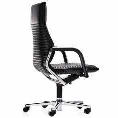 Chefstuhl schwarz Leder Bürodrehstuhl, Wilkhahn, FS-Linie Bürodrehstuhl