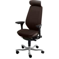 Chefsessel, mit Armlehnen, mit Kopfstütze, Leder, Stoff, | Bürodrehstuhl, Kinnarps, 9000