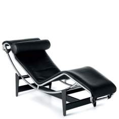 Chaise-longue schwarz Leder Kopfstütze Liegen, Cassina, LC4