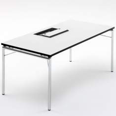 Design Klapptisch, Rundrohr, mit Elektrifizierung, Zurbuchen, Klapptisch KLT-34N