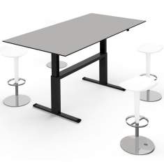 Schwarzer Schreibtisch höhenverstellbar Büromöbel ergonomische Schreibtische schwarz, Lista Office LO, Sitz-/Steh-Besprechungstisch LO Extend