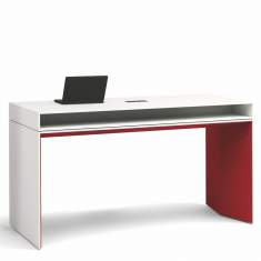 Kleiner Schreibtisch rot  | rote Schreibtische mit Steckdosen | moderne Büromöbel WINI, WINEA PLUS