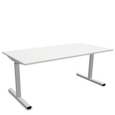 Schreibtisch höhenverstellbar Schreibtische ergonomische Büromöbel weiß, Echo, Tischsystem Cubos mit Sitz-/Stehtisch
