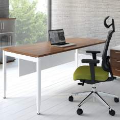 Schreibtisch Holzplatte Tisch dunkles Holz weißes Gstell kleine Schreibtische | Büromöbel, MDD, OGI-Y