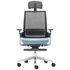 Ergonomischer Bürostuhl mit Kopfstütze Bürodrehstuhl türkis Drehstühle schwarz, fm Büromöbel, Leon X 3.6