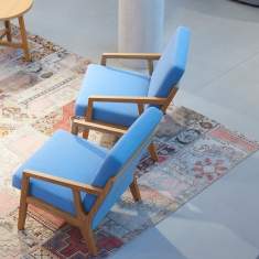 Lounge Sessel blau Bürosessel Holz Loungesessel Design Orangebox orly