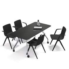 Rolltisch schwarz Rolltische Team-Tisch Rollen Team-Tische Brunner Team