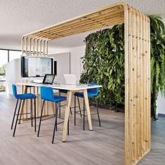 Steelcase B-Free Barhocker in modularer Arbeitsumgebung für Zusammenarbeit