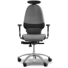 Drehstühle Büro ergonomisch Bürostühle mit Armlehnen mit Kopfstütze grau, Flokk, RH Extend
