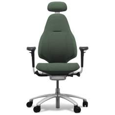 Drehstühle Büro ergonomisch grün Bürostühle mit Armlehnen mit Kopfstütze Flokk, RH Mereo 220