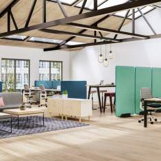 Trennwände Raumteiler Trennwand Büro Stellwand Büro grün grün Steelcase Divisio Acoustic Screen Freistehender
