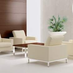Sessel beige Loungesessel Loungemöbel Set Stoff Nowy Styl Concerto