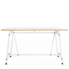 Bürotisch weiß Stahlgestell Schreibtisch Konferenztisch Embru Atelier Tisch 4030