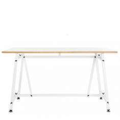 Bürotisch weiß Stahlgestell Schreibtisch Konferenztisch Embru Atelier Tisch 4030