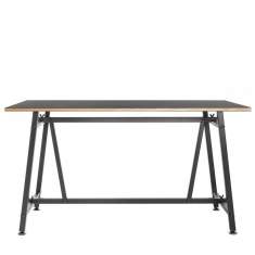 Bürotisch schwarz Stahlgestell Schreibtisch Konferenztisch Embru Atelier Tisch 4030