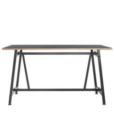 Bürotisch schwarz Stahlgestell Schreibtisch Konferenztisch Embru Atelier Tisch 4030