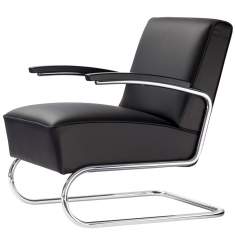Sessel Lounge Loungesessel Freishcinger gepolstert schwarz Thonet S 411