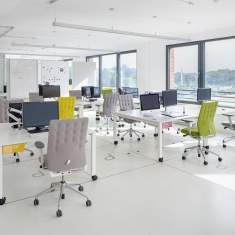 Drehstuhl Bürostuhl Design Bürostühle mit Armlehnen Designer Bürostuhl Leder Bürostühle kaufen Bürodrehstuhl exklusiv blau Vitra ID Trim