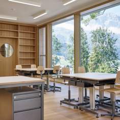 Drehstuhl für Schule Holz Stuhl auf Rollen, Novex, ScuolaFLEX Seminarstuhl