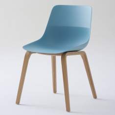 Besucherstuhl blau Besucherstühle Kunstoff Holz Konferenzstühle Konferenzstuhl Cafeteria Stühle, Brunner, crona light