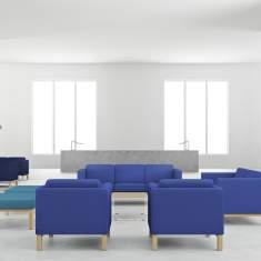 Lounge Sessel Stoffbezug blau Bürosessel Holz Kinnarps, Scandinavia