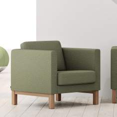 Lounge Sessel Stoffbezug grün Bürosessel Holz Kinnarps, Scandinavia