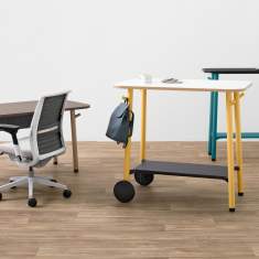 Design Schreibtisch mit Rollen Arbeitstisch Büro Holz Designer Schreibtische fahrbar Steelcase Flex Tische