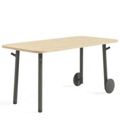 Steelcase Flex Tisch – mobiler Arbeitstisch mit Rollen und abgerundeter Tischplatte