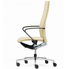 Chefstuhl, Leder, beige, Armlehnen, hohe Rückenlehne,  Bürodrehstuhl, Klöber, Ciello Bürodrehstuhl