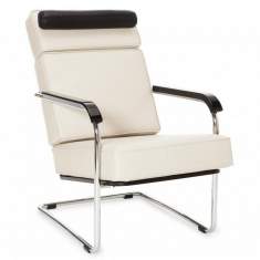 Loungesessel weiß Sessel mit Armlehnen Lounge Klassiker Freischwingestell Embru Moser Hochlehner