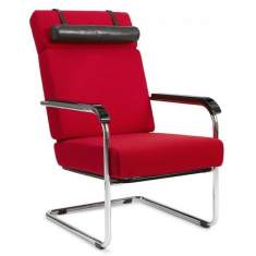 Loungesessel rot Sessel mit Armlehnen Lounge Klassiker Freischwingestell Embru Moser Hochlehner