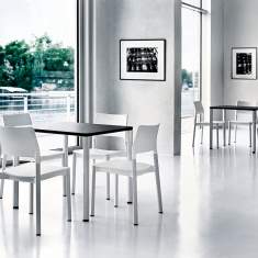 Besucherstuhl weiß Besucherstühle mit Vierfußgestell Konferenzstuhl Aluminium Konferenzstühle Kantinen Stuhl günstig Stapelstuhl Kusch+Co 3650 Arn