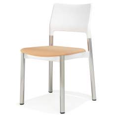 Besucherstuhl weiß orange Besucherstühle mit Vierfußgestell Konferenzstuhl Aluminium Konferenzstühle Kantinen Stuhl günstig Stapelstuhl Kusch+Co 3650 Arn