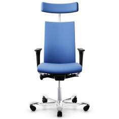 Bürostuhl blau Bürodrehstuhl moderne Bürostühle mit Armlehnen Kopfstütze Flokk HÅG Creed
