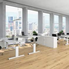 Elektrisch höhenverstellbarer Schreibtisch weiß Büro Schreibtische Büromöbel Lista Office LO Manus
höhenverstellbar