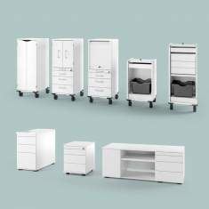 Container Mobilcontainer fahrbar Desksharing Caddy Caddies Assmann Büromöbel Pontis Stauraumsystem