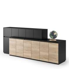 Niedriger Büroschrank Büro Kommode Regalschrank mit Türen Sideboard Assmann Büromöbel, Intavis Stauraumsystem