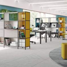 Regalystem modular Modulare Büromöbelsysteme Metall Regal Sitzmöbel Palmberg P4