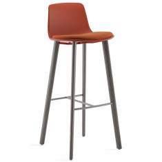 Barhocker rot Kunststoff Hocker mit Holzbeine  Coalesse Altzo943
