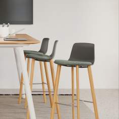 Barhocker grau Kunststoff Hocker mit Holzbeine  Coalesse Altzo943