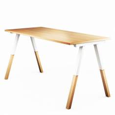 Design Schreibtisch weiß Arbeitstisch Büro Designer Schreibtische Holz Mikomax Flexido A 
Ohne Quertraverse für mehr Beinfreiheit
