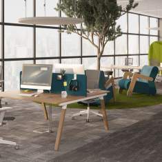 Design Schreibtisch Arbeitstisch Büro Designer Schreibtische Holz Mikomax Flexido A 
Ohne Quertraverse für mehr Beinfreiheit
Doppelarbeitsplatz