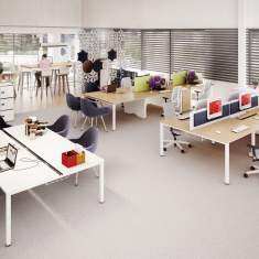 Design Schreibtisch weiß Arbeitstisch Büro Designer Schreibtische Holz Mikomax Flexido D 
Ohne Quertraverse für mehr Beinfreiheit
rechteckig
Doppelarbeitsplatz