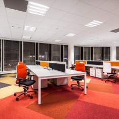 Design Schreibtisch weiß Arbeitstisch Büro Designer Schreibtische Holz Mikomax Flexido D 
Ohne Quertraverse für mehr Beinfreiheit
rechteckig
Doppelarbeitsplatz