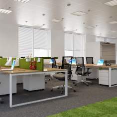 Design Schreibtisch Arbeitstisch Büro Designer Schreibtische Holz Mikomax Flexido O 
Ohne Quertraverse für mehr Beinfreiheit
rechteckig
Doppelarbeitsplatz