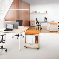 Container mit Rollen Desksharing Caddy Holz fahrbar Mikomax Kubik