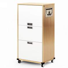 Container mit Rollen Desksharing Caddy Holz fahrbar Mikomax Kubik