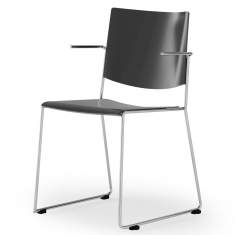 Besucherstuhl schwarz Besucherstühle mit Armlehnen Kuffengestell Holzschalle Stuhl stapelbar Rosconi Eless 422