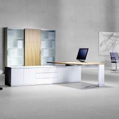 Höhenverstellbarer Schreibtisch Holz ergonomische Schreibtische exklusiv Büromöbel Chefschreibtisch mit Sideboard, Leuwico, iMOVE C Sitz-/Stehtische
höhenverstellbar
Handverstellung