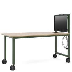 Schreibtisch auf Rollen grün mit Bildschirm Rolltisch rollbare Schreibtische modern Büromöbel schwedisches Design, Materia, Vagabond Screen